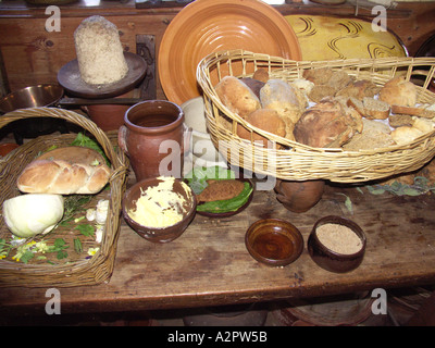 Tudor food kitchen Kentwell hall Tudor event Suffolk England Stock Photo