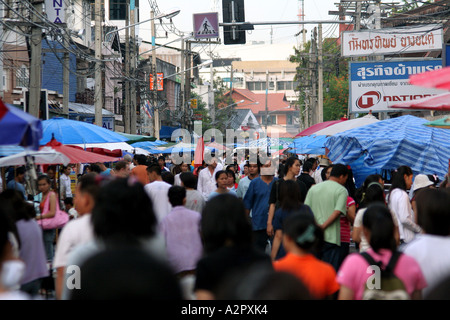 Busy market street in Chiang Mai, Thailand Stock Photo