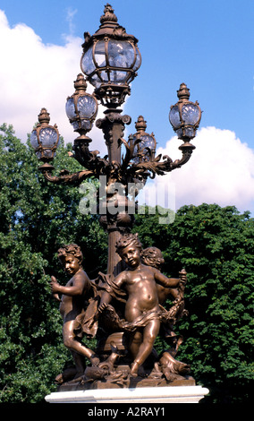 Pont Alexandre III bridge over the River Seine with Hotel les Invalides beyond Paris France Stock Photo