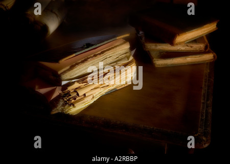 Books of account on display at the Balranald Historical Societies museum Balranald NSW Australia Stock Photo