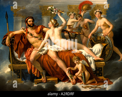 Oil painting Jacques Louis David Mars Disarmed by Venus and the Three Graces