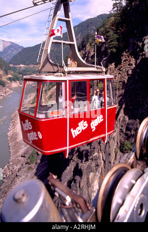 Hell's Gate Airtram / Cable Car over the Fraser River in the Fraser Canyon, BC, British Columbia, Canada Stock Photo