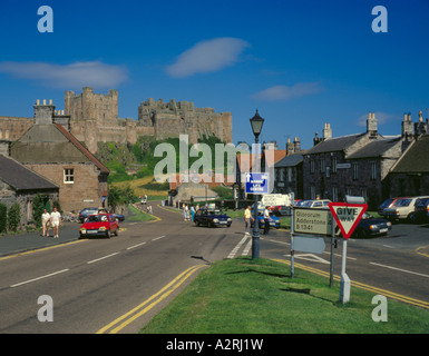 Bamburgh Castle seen from Bamburgh village, Northumberland, England, UK. Stock Photo