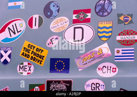 Bumper Stickers on a Vehicle Stock Photo