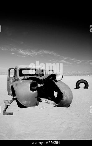 Lorry left behind by the British Military (LRDG) during WWII in the Gilf Kebir, Sahara Desert Stock Photo