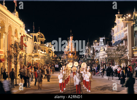 eurodisney france april  Eurodisney,at night. Stock Photo