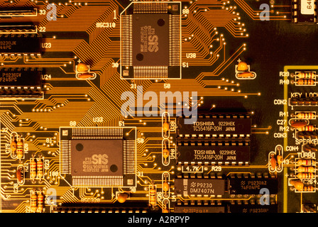 Closeup of Computer Circuit Board Stock Photo
