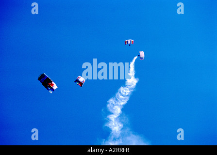 Four Sky Divers skydiving in Formation Stock Photo