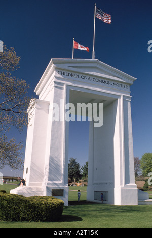 Peace Arch at United States and Canada International Border - Blaine, Washington State, USA and Surrey, BC, British Columbia Stock Photo