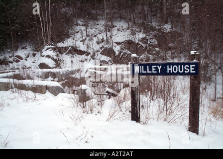 Willey House Station site, near the Appalachian Trail (Ethan Pond Trail), in the White Mountain National Forest of New Hampshire Stock Photo