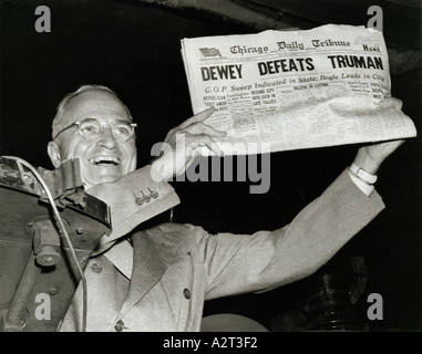 Truman Holds Up Errant Election Headline Stock Photo