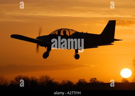Robin R200 Robin HR 200 aircraft landing at Wellesbourne Airfield, Warwickshire ...