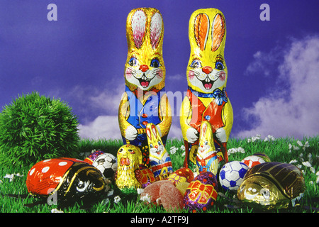 chocolate easter bunnies Stock Photo