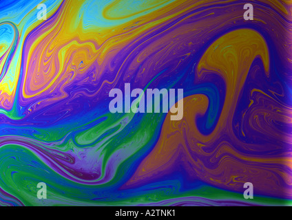 Psychedelic pattern (Medium Format) made from shooting fairy liquid patterns Stock Photo