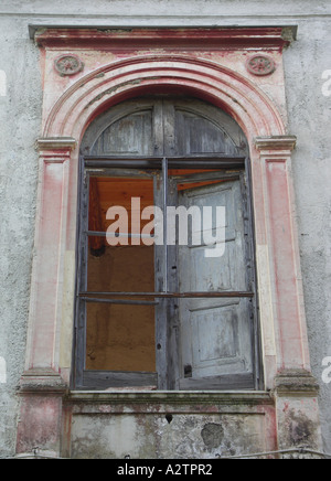 Picturesque broken window in Fusaro, Bacoli, Naples, Campania, Italy, Europe Stock Photo