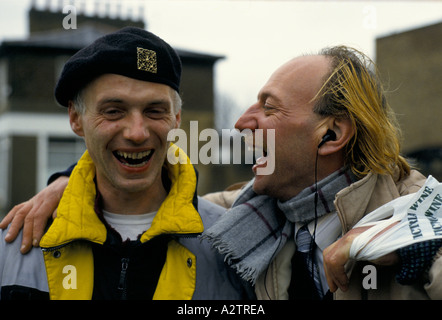 portrait of two men laughing, london Stock Photo