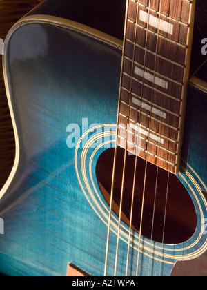 blue acoustic Guitar suggestive Stock Photo