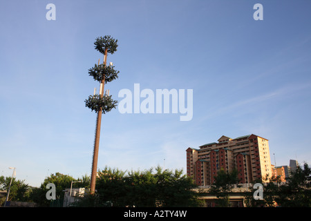 mobile phone antenna tower shaped like a tree Stock Photo