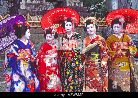 Women dressed as geisha, Kyoto, Japan Stock Photo