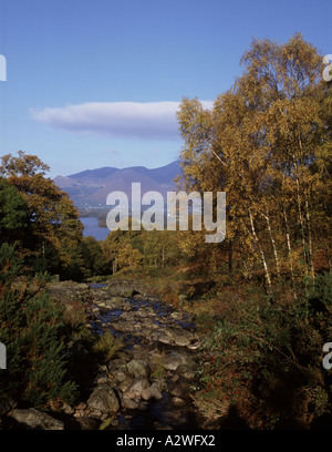 One of the very best views in the Lake District, the view looking over the ancient Ashness Bridge near Keswick on autumn day Stock Photo