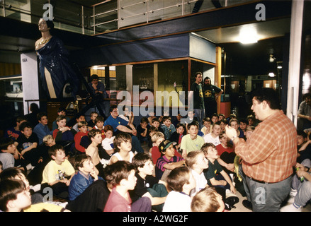 science museum sleep over educational tradition kids play games read stories and sleep with exhibits Stock Photo