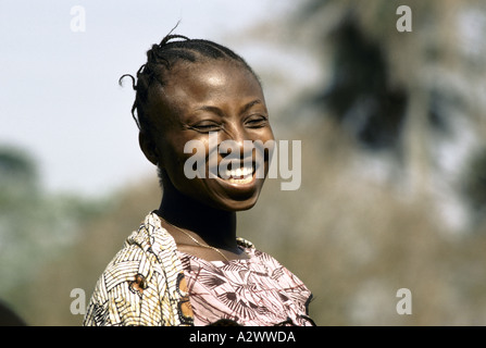 Portrait of a woman smiling, Kailahun, Sierra  Leone, Africa Stock Photo