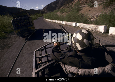 Khyber Pass, Pakistan, 1990; Pakistani troops man a machine gun ...