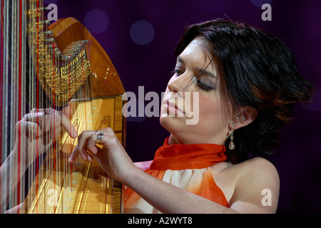 Former Royal Harpist, Catrin Finch in concert Stock Photo