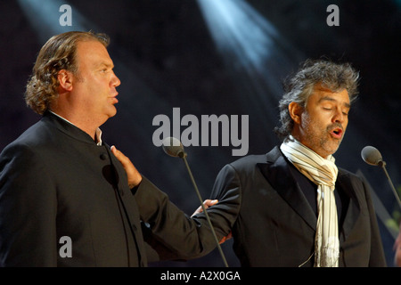 Sir Bryn Terfel and Andrea Bocelli in concert Stock Photo