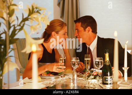 Couple having dinner in a restaurant. Stock Photo