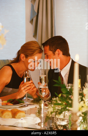 Couple having dinner in a restaurant. Stock Photo