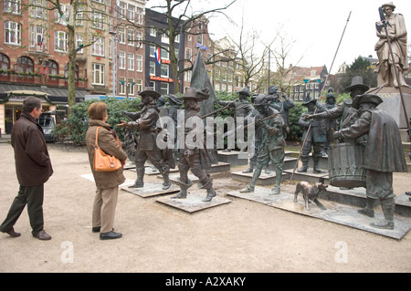 The Night Watch Sculptures Rembrandtplein Amsterdam 2006 Stock Photo