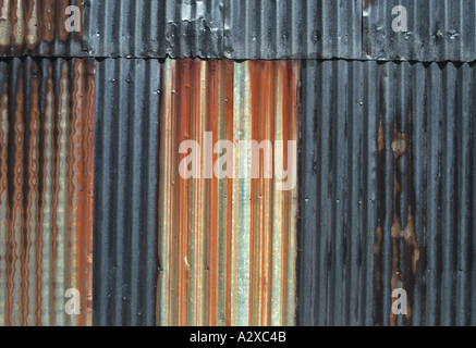 Rusty corrugated metal  siding on an old barn Stock Photo