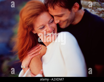 Close up of young couple outdoors. Stock Photo
