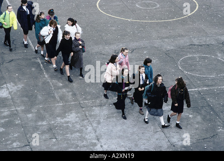 Holyrood Secondary School, Glasgow. Children file into class after ...
