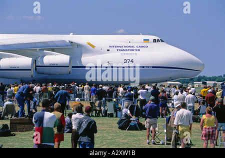 Antonov An-124 Ruslan cargo aircraft taxing at RAF Fairford airshow Stock Photo