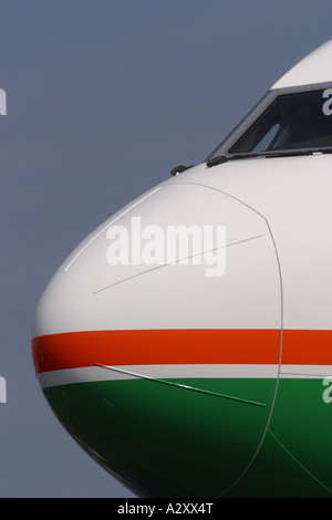 Airliner nose cockpit close up detail Stock Photo