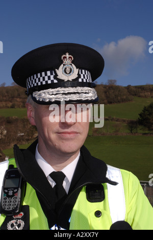 Chief Constable Stephen Otter of the Devon and Cornwall Constabulary visits Branscombe beach Devon January 2007 Stock Photo