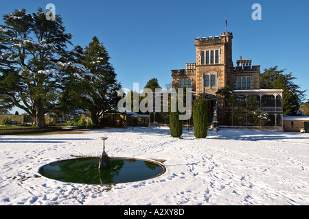 Larnach Castle and snow Otago Peninsula Dunedin South Island New Zealand Stock Photo