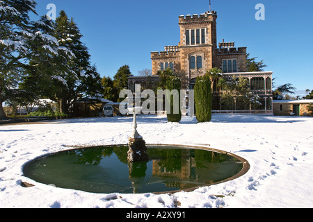 Larnach Castle and snow Otago Peninsula Dunedin South Island New Zealand Stock Photo