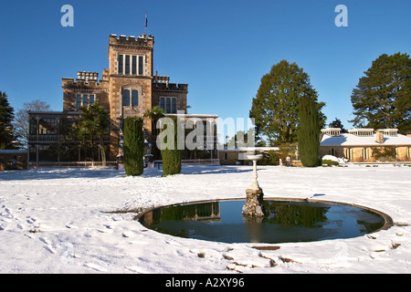 Larnach Castle and snow Otago Peninsula Dunedin South Island New Zealand Stock Photo