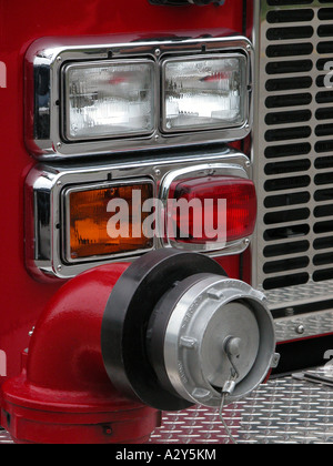 Unique parts and areas of a fire truck Stock Photo