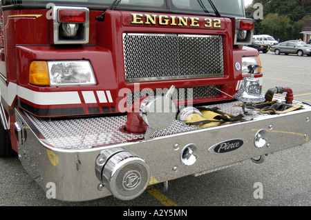 Unique parts and areas of a fire truck Stock Photo