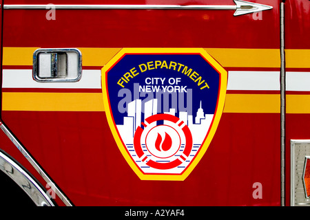 Detail of a New York City Fire Department NYFD truck fire engine Stock Photo