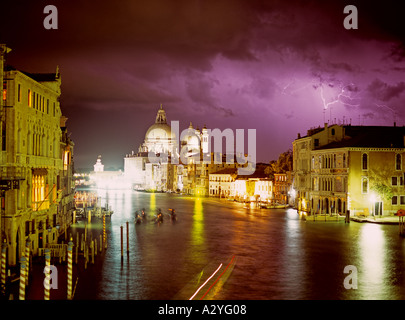 Venice at night from ponte dell accademia Stock Photo