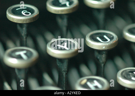 An Old manual typewriter with its working keyes with numbers and lettersl Stock Photo