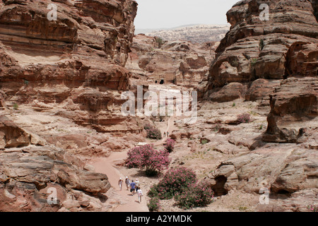 Mountain road to El Deir, the Monastery, Petra, Jordan, Middle East Stock Photo