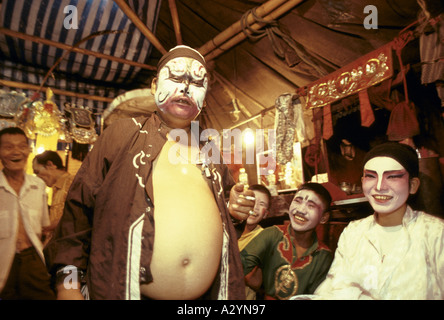 Backstage with a Chinese travelling opera company, performing in China Town in Bangkok, Thailand Stock Photo