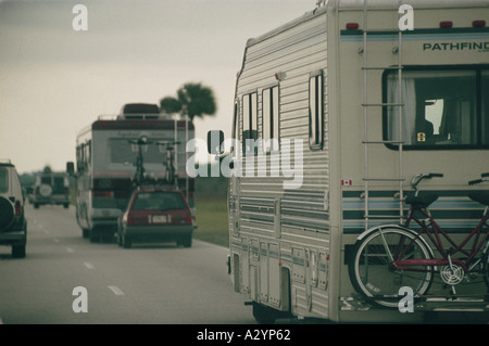 Camper vans on the road in Florida Stock Photo