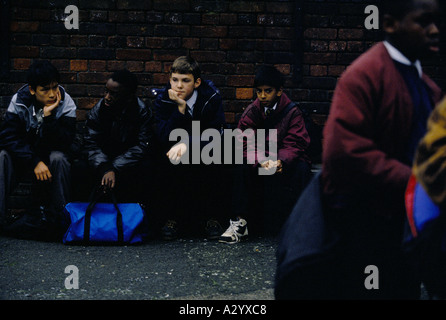 hackney downs school set to be closed by government in 1995 due to poor performance conditions. Breaktime Stock Photo